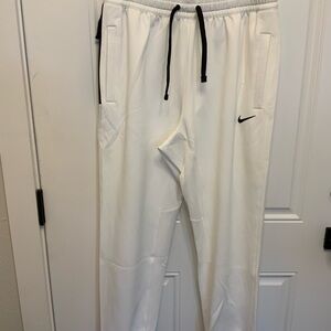 Nike Men's White thermafit / dryfit Sweatpants with Black Accents